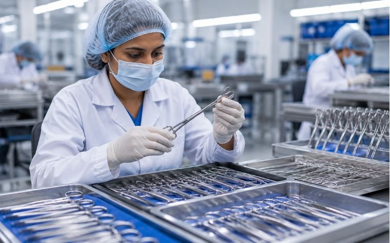 CE and ISO 13485 quality control check of general surgical products before export