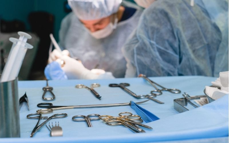 Surgical team preparing general surgical instruments in Nigeria and Kenya operating theatre