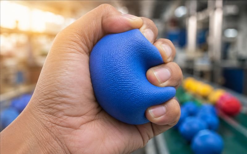 Tear resistant medical silicone on a clinical grade therapeutic squeeze ball