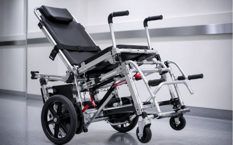 Wheelchair cum stretcher stair chair mechanism detail before export