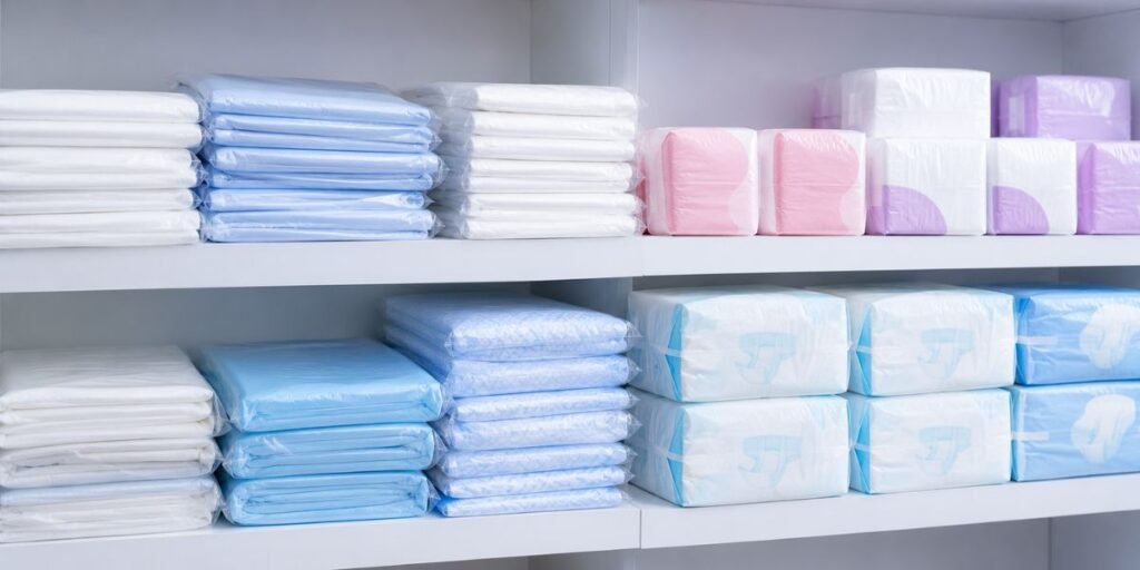 Disposable bedsheets, sanitary pads and adult diapers supplier for export to Africa and Middle East
