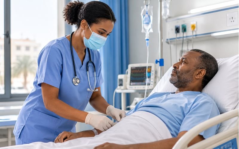 Quality control check of surgical masks and urinary bags before export